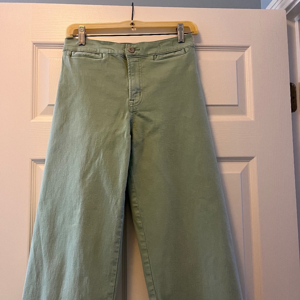 Madewell Emmett wide leg cropped pants, 27Petite, lightgreen